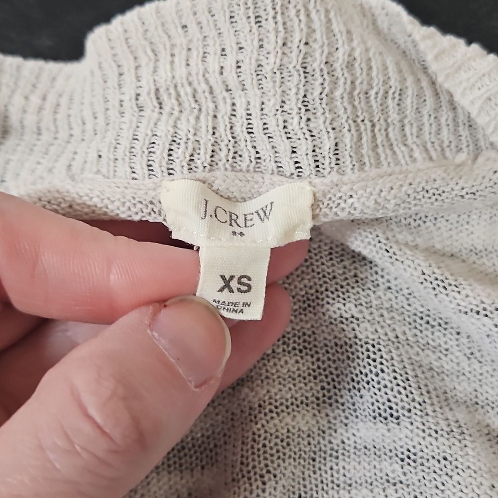 J. Crew Grey Linen Blend Elbow Sleeve Sweater XS Quiet Luxury Minimalist Preppy - Picture 4 of 8
